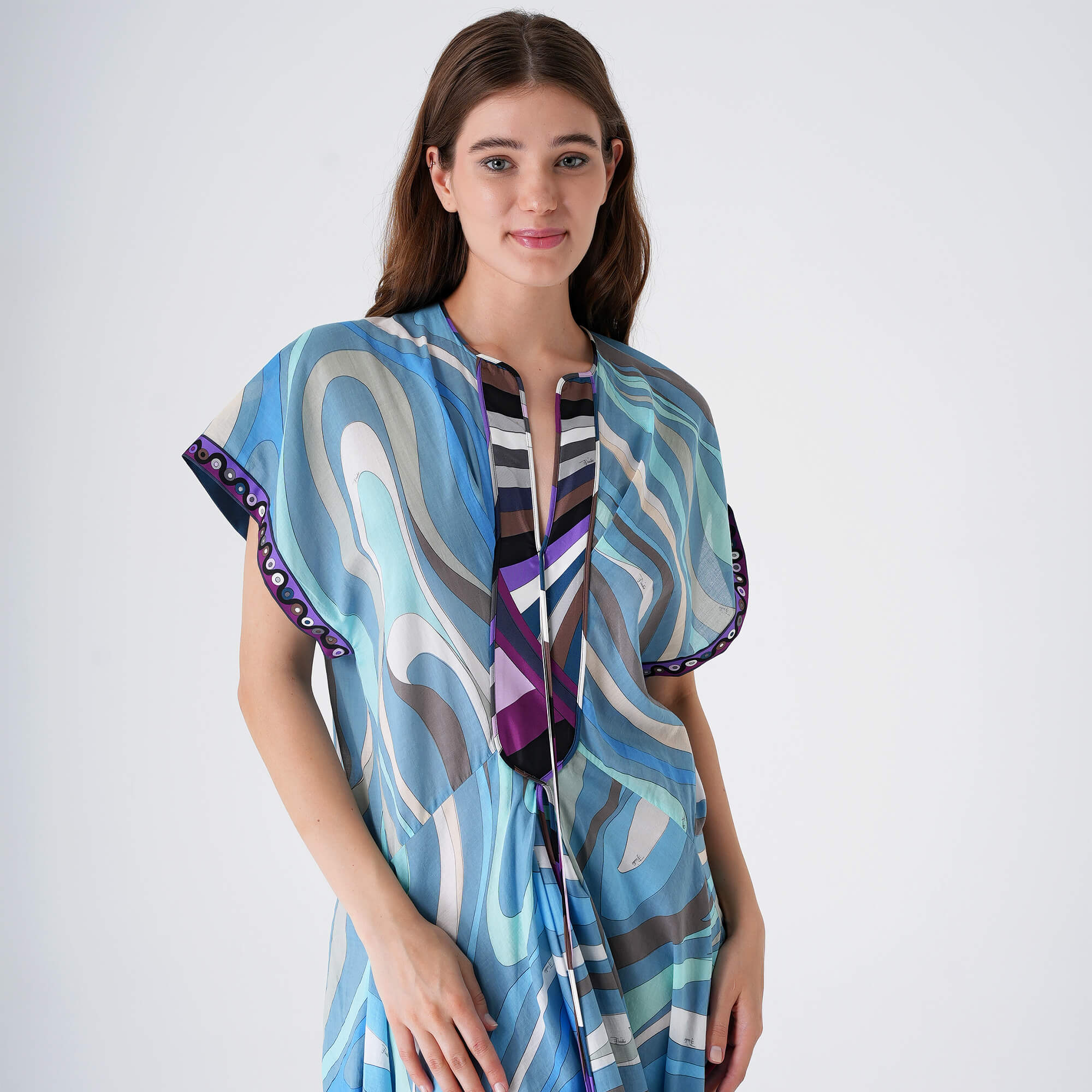 Emilio Pucci - Blue&White&Purple Cotton Kaftan & Pareo